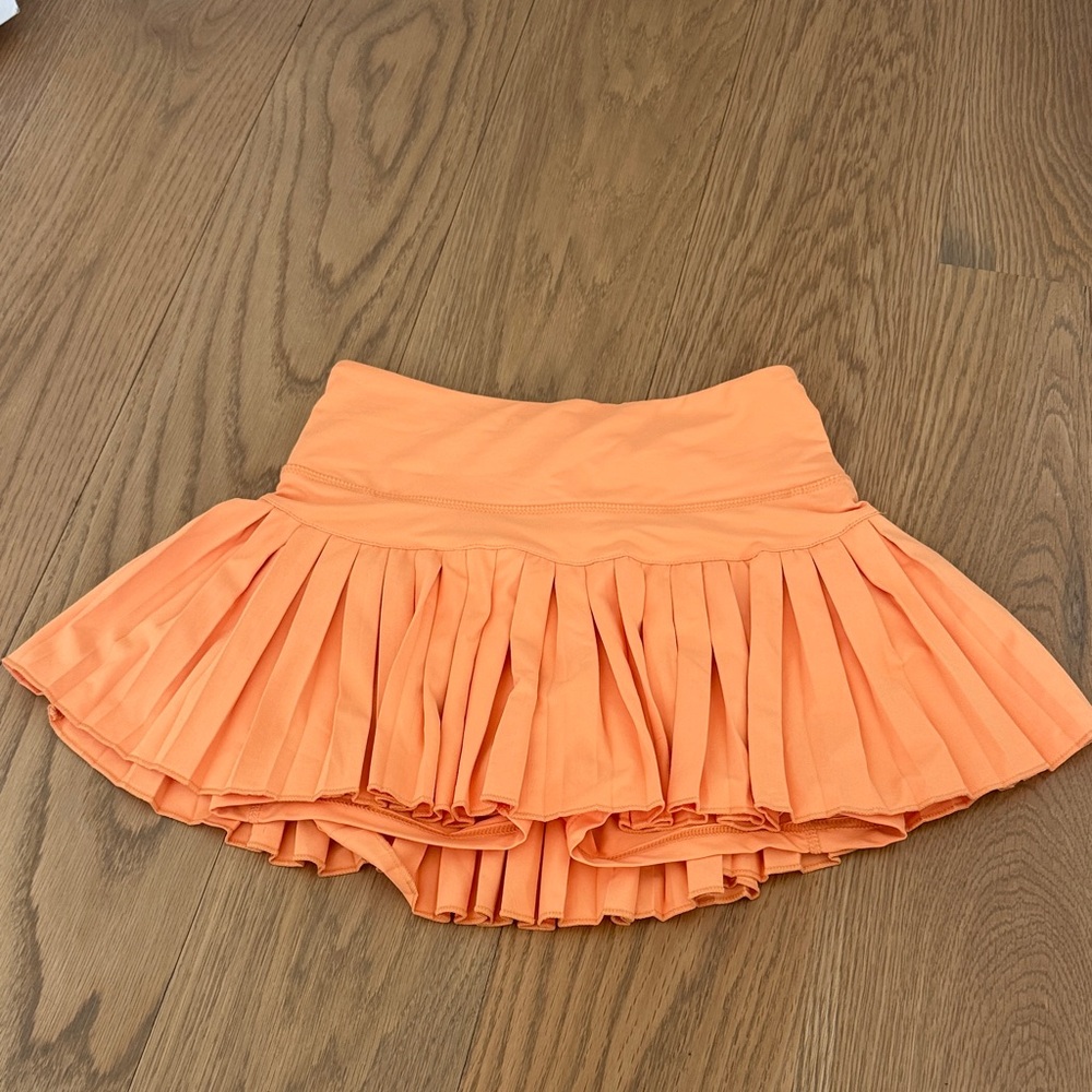 Orange Creamsicle Gold Hinge Pleated Tennis Skirt